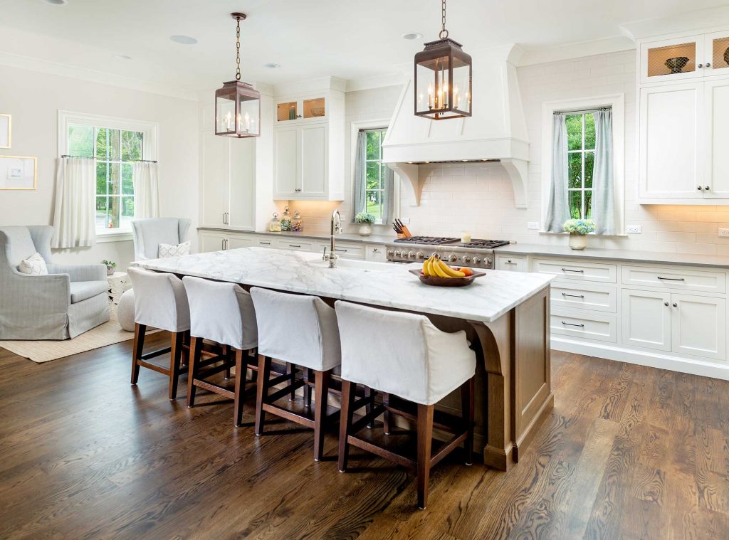 Wide-plank hardwood kitchen install
